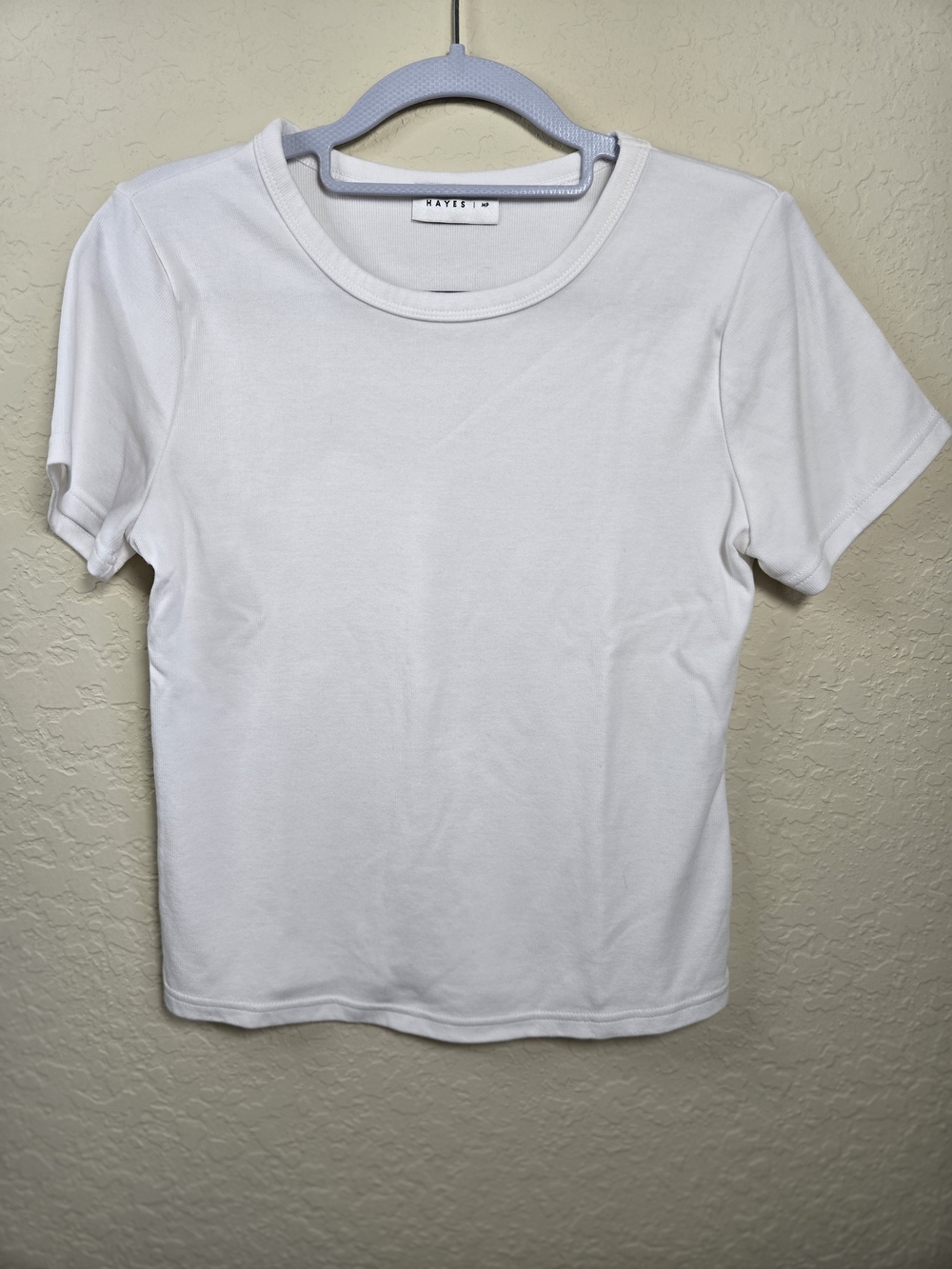 HAYES White Cropped Short Sleeve Crewneck Baby Tee Staple